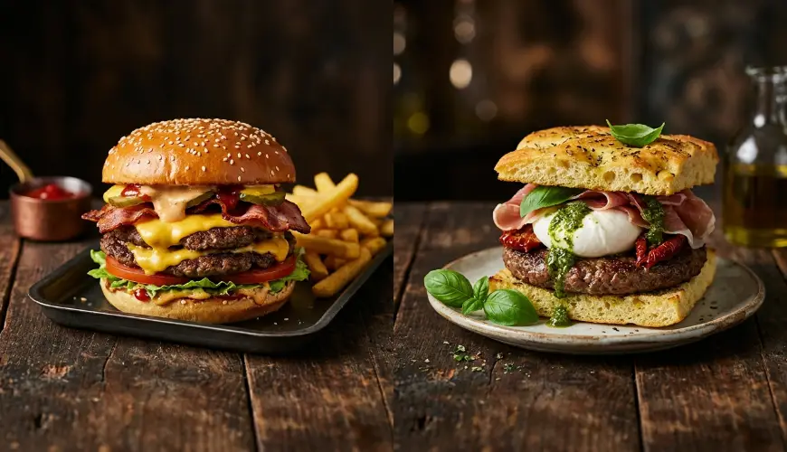 Italský burger vs. americký aneb dva světy na talíři