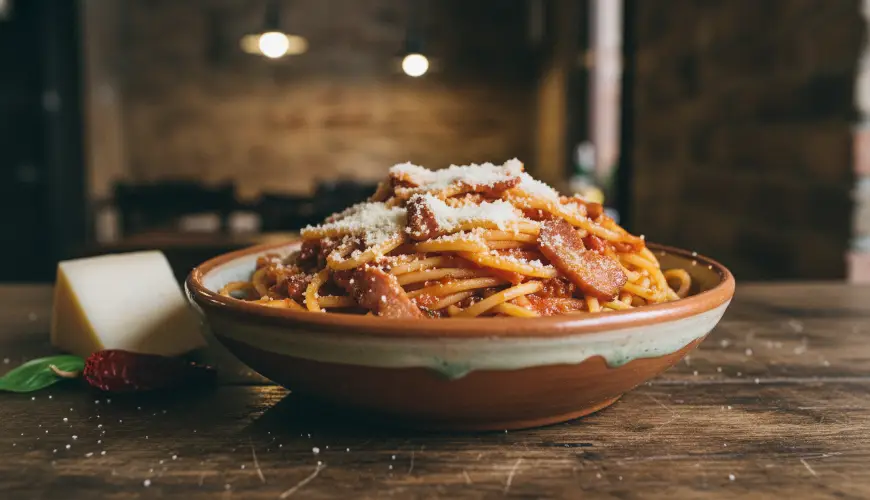 Pasta all'amatriciana a tajemství její dokonalé chuti