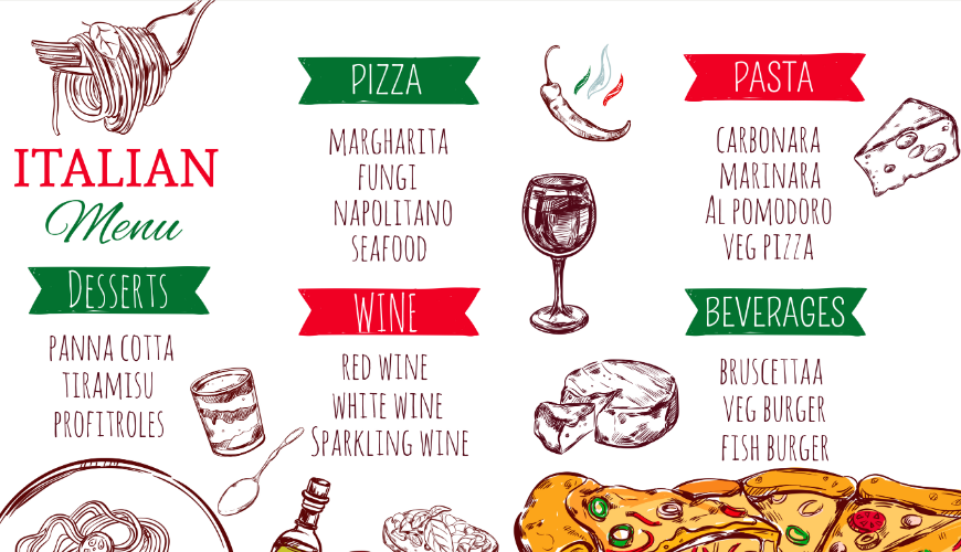 Italská slovíčka v jídelním lístku